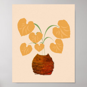 Póster Planta Philodendron en Poster de la olla de cobre