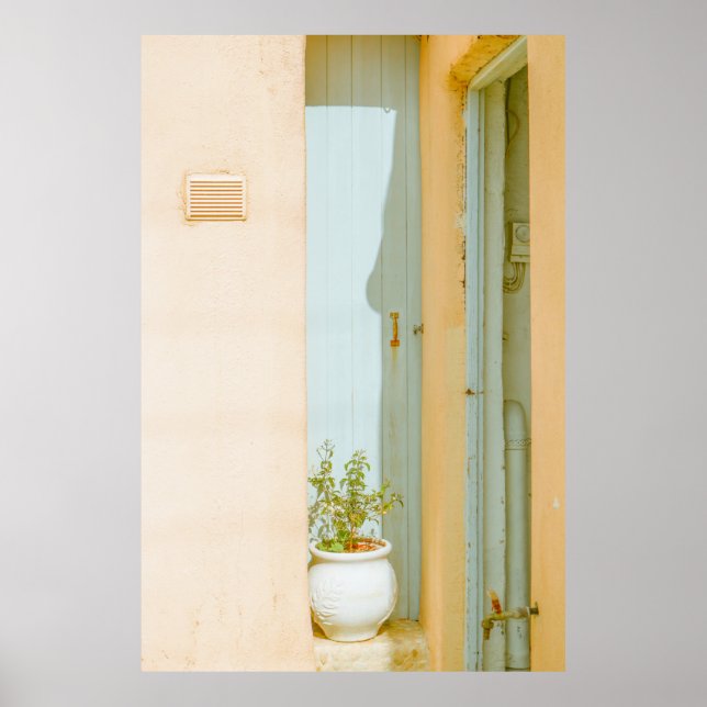 PÓSTER PLANTA VERDE CON VASO CERAMIC JUNTO A MADERA BLANC (Frente)