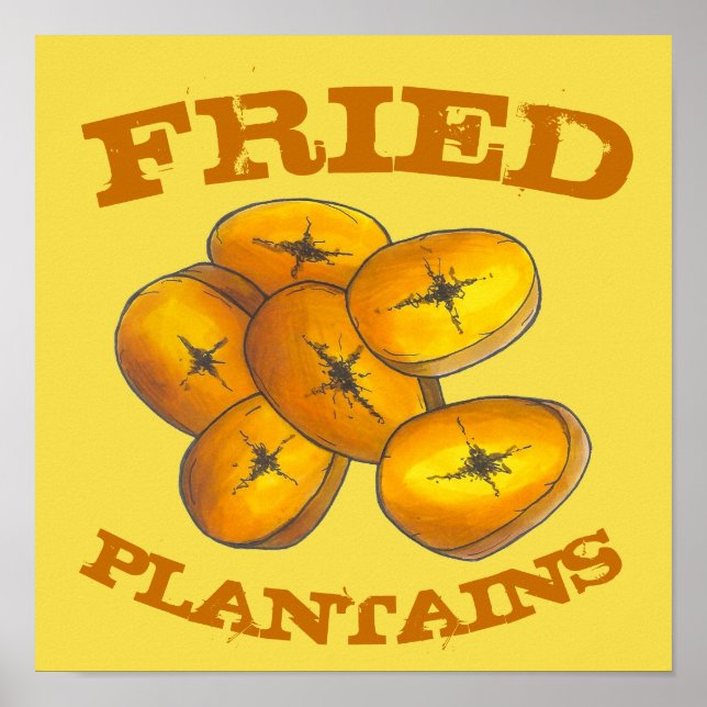 Póster Plantaciones fritas cocinando plátanos comida cari (Frente)