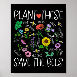 Póster Plantar estas abejas salven el apoyo del Día de la