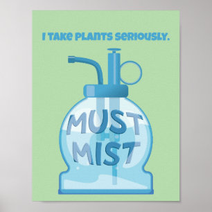 Póster Plantar mister plantas en maceta con nebulización