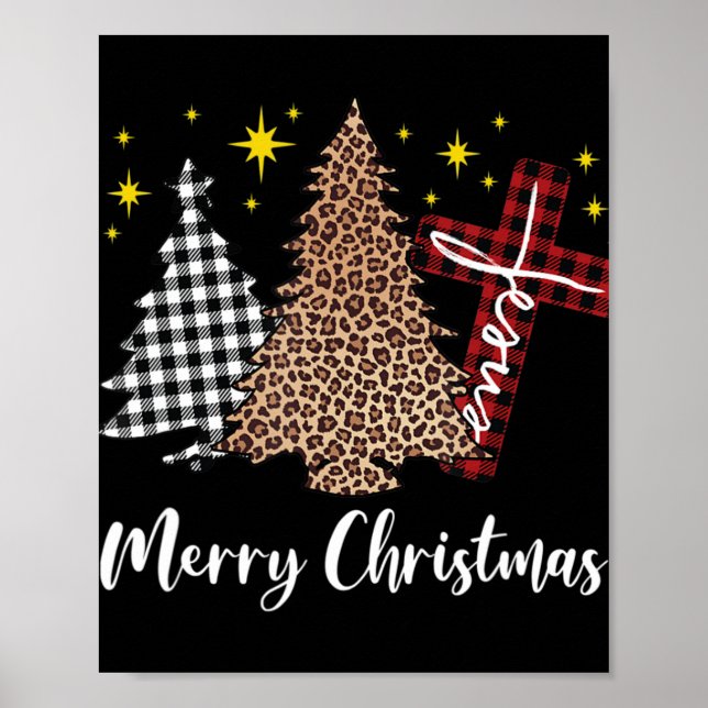 Póster Plantar Navidad Árbol Cruz Cristiana Jesucristo (Frente)