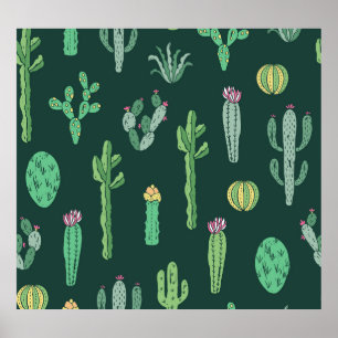 Póster Plantas Cactus: fondo vintage sin foco
