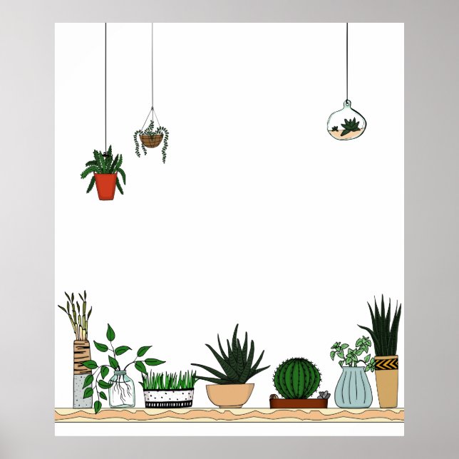 Póster Plantas con cubierta doméstica Doodle Art (Frente)
