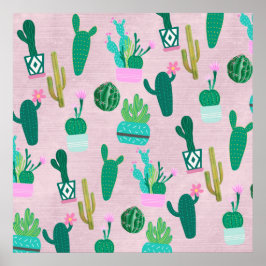 Póster Plantas de Cactus Cactáceas del Suroeste Rústico R