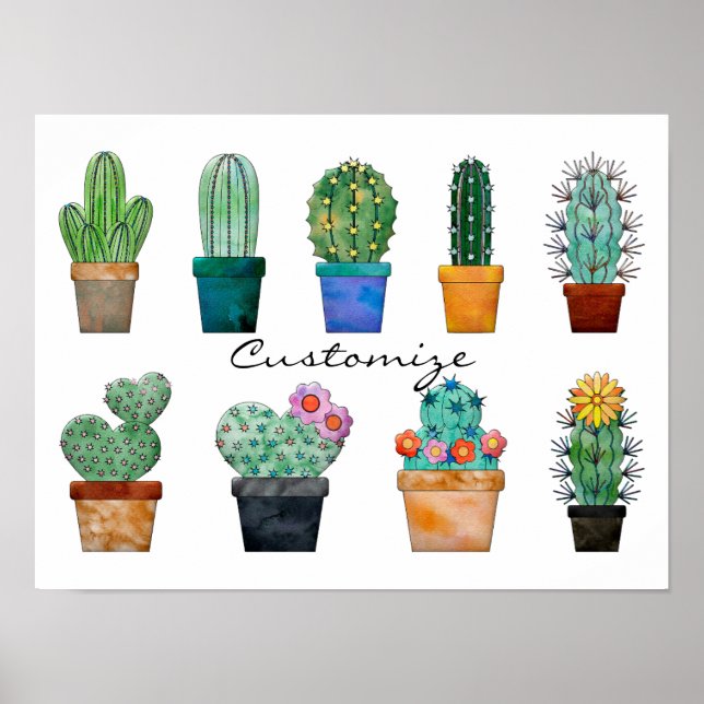 Póster Plantas de cactus variadas Thunder_Cove (Frente)