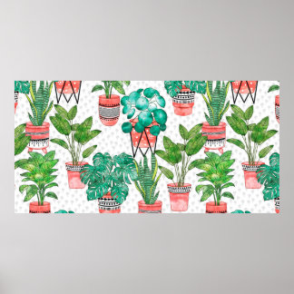 Póster Plantas de la casa acuática de Terra cotta Pots Se