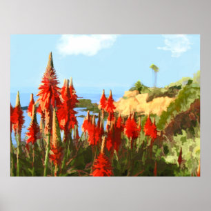 Póster Plantas de la costa costa de California y de póker