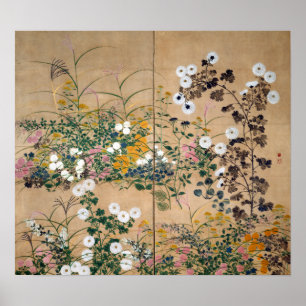 Póster Plantas de Ogata Korin en otoño