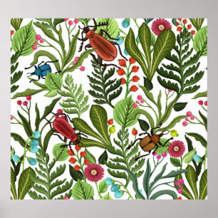 Póster Plantas e insectos decorativos: diseño sin inconve