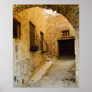 Póster Plantas en cajas de ventanas, San Gimignano, Siena