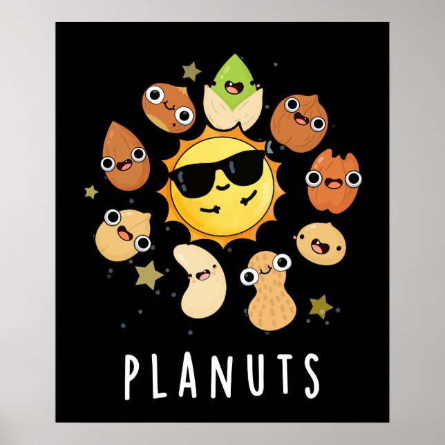 Póster Plantas Graciosas Astronomía Nueces Pun Dark BG (Frente)