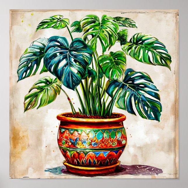 Póster Plantas tropicales Monstera (Frente)