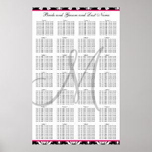 Póster Plantilla Damask Boda rosa gráfico de plan de asie