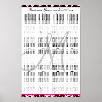 Póster Plantilla Damask Boda rosa gráfico de plan de asie