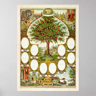 Póster Plantilla de árbol de la familia de registros de f