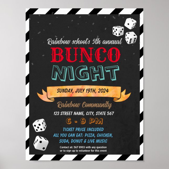 Póster Plantilla de Bunco Night (Frente)