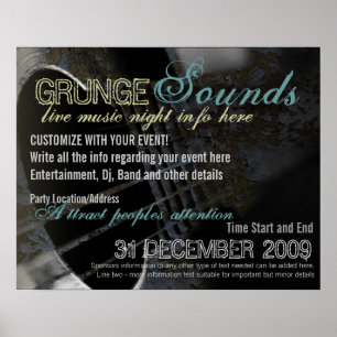 Póster plantilla de cartel de evento de sonidos Grunge