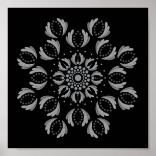 Póster Plantilla de cartel de mandala para decorar con pu