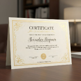 Póster Plantilla de Certificado de Logro de Oro Elegante