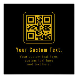 Póster Plantilla de código QR y texto editable | Negro y 