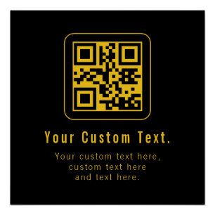 Póster Plantilla de código QR y texto editable   Negro y 