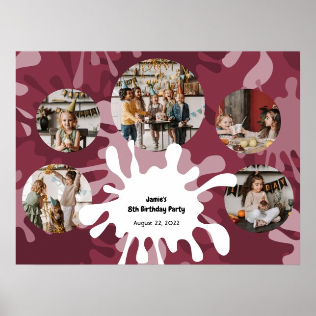 Póster Plantilla de Collage de fotos de cumpleaños de est (Frente)