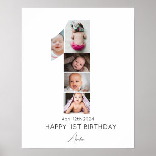 Póster Plantilla de collage de fotos de cumpleaños feliz 
