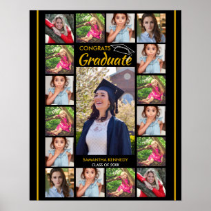 Póster Plantilla de Collage de Fotos de Graduado 2026 Fel