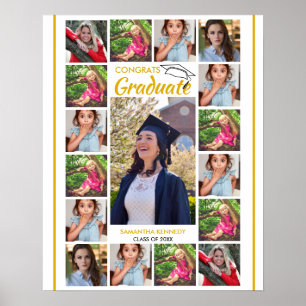 Póster Plantilla de Collage de Fotos de Graduado Nombre C
