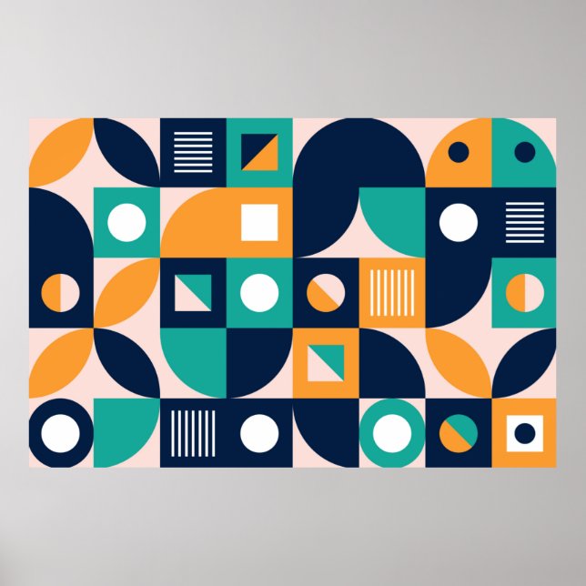 Póster Plantilla de composición de color geométrico con a (Frente)