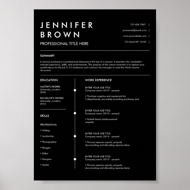 Póster plantilla de currículum profesional cv digital mod (Frente)