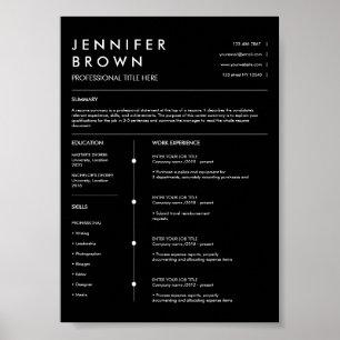 Póster plantilla de currículum profesional cv moderno dig