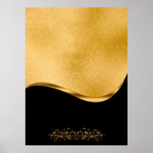 Póster Plantilla de damasco con ornamento de oro