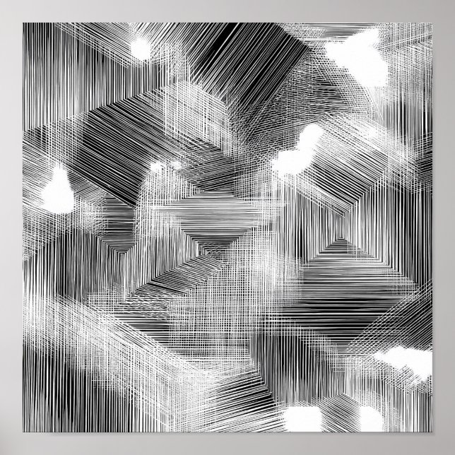 Póster Plantilla de Decoupage de Profundidad Geométrica d (Frente)