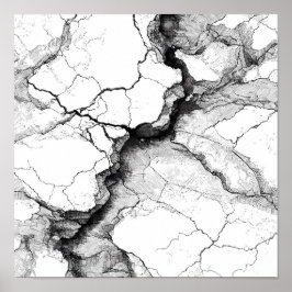 Póster Plantilla de Decoupage de Vena Mineral Agrietada A