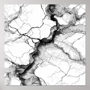 Póster Plantilla de Decoupage de Vena Mineral Agrietada A