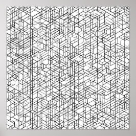 Póster Plantilla de Decoupage para Colorear Cuadrícula Ge