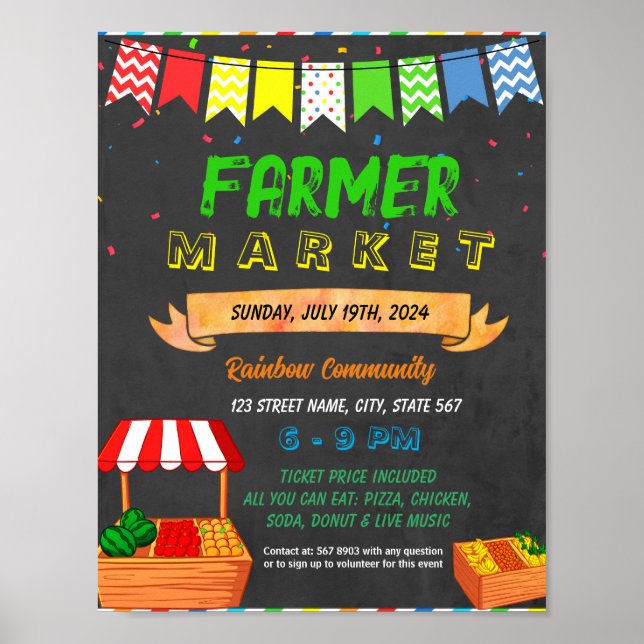 Póster Plantilla de escuela de mercado para agricultores (Frente)