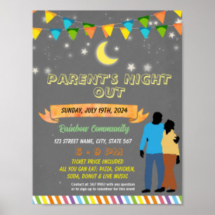 Póster Plantilla de escuela editable de padres nocturnos