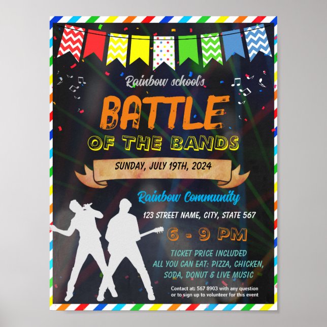 Póster Plantilla de evento Battle of the Bands School (Frente)