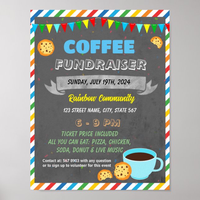 Póster Plantilla de evento Coffee Fundraiser (Frente)