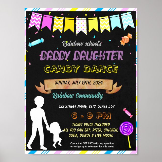 Póster Plantilla de evento de baile Daddy Daughter Candy (Frente)