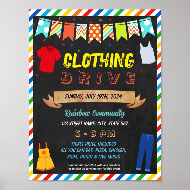 Póster Plantilla de evento de Clothing Drive (Frente)