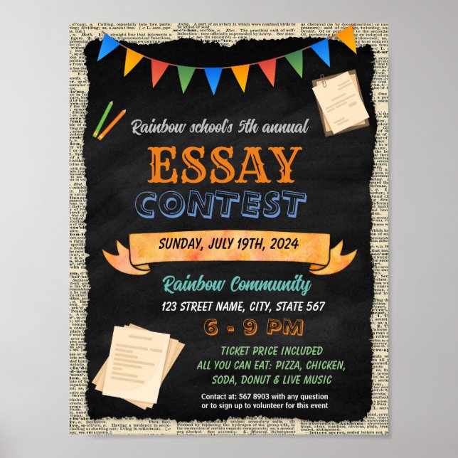 Póster Plantilla de evento de concurso de Essay (Frente)