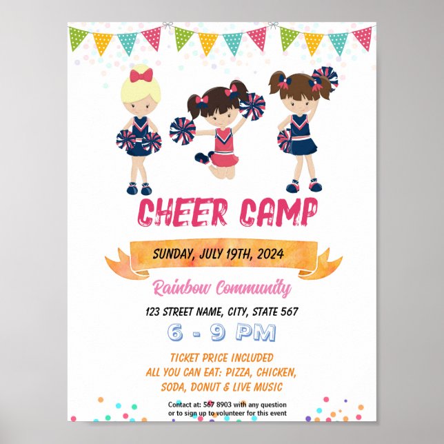Póster Plantilla de evento de escuela de campamento anima (Frente)