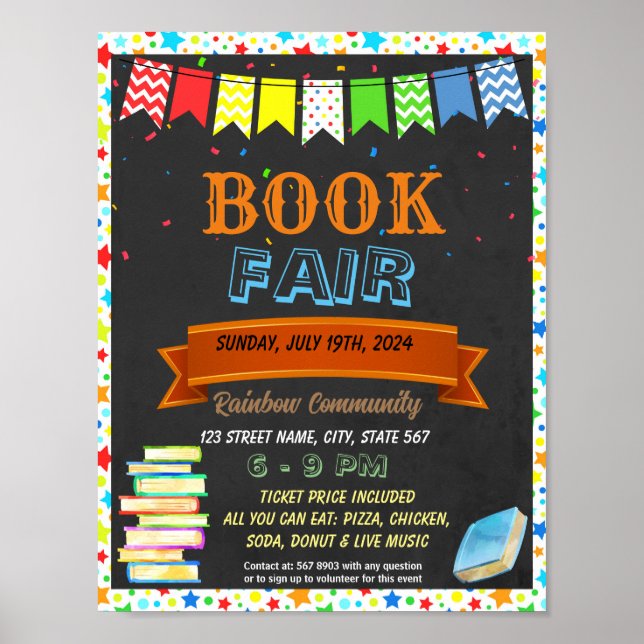 Póster Plantilla de evento de Feria de Libros (Frente)