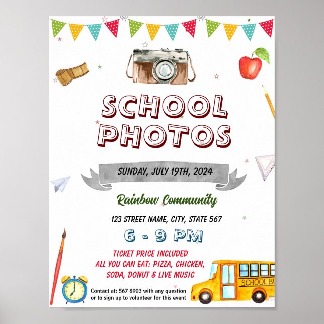 Póster Plantilla de evento de fotos de escuela (Frente)