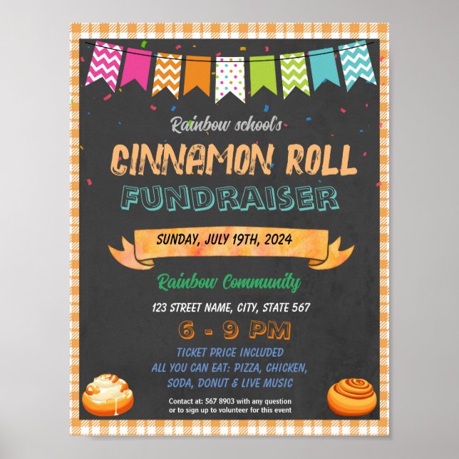 Póster Plantilla de evento de la escuela Cinnamon Roll Fu (Frente)