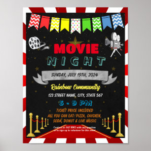 Póster plantilla de evento de noche de película